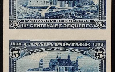 Canada #99ii VF Unused 1908 5c Quebec Imperforate Pair