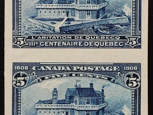 Canada #99ii VF Unused 1908 5c Quebec Imperforate Pair
