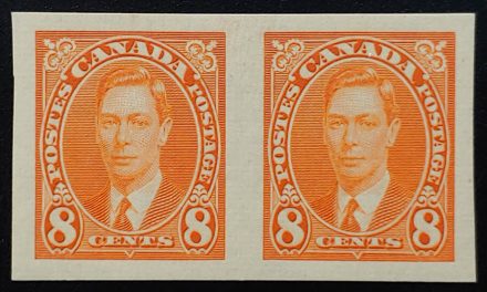 Canada #236a VF Mint 1 NH 1937 8c Imperforate Pair, 100 issued