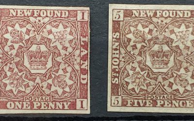 Newfoundland #1 Unused, #5 Mint HR F/VF duo