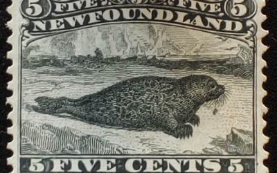 Newfoundland #26 VF Unused 1869 5c Seal, Dot under Chin