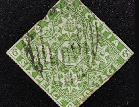 Nova Scotia #4 abt Fine Used 1851 6d Yellow Green