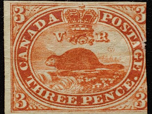 Canada #4 gen Fine Unused 1852 3d Beaver
