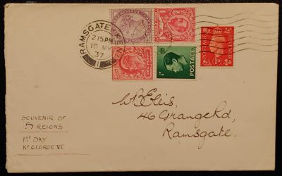 G.B. 10 May 1937 Five Reigns George VI Coronation FDC (5)