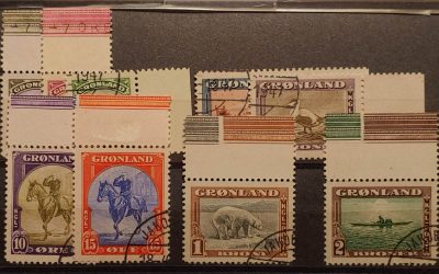 Greenland #10-18 Used 1945 incl Lathework margins (9)