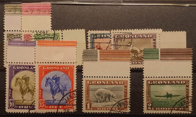 Greenland #10-18 Used 1945 incl Lathework margins (9)