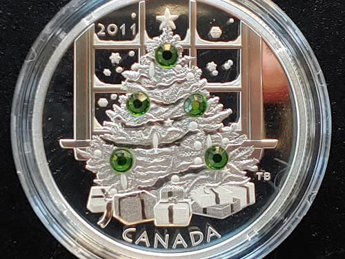 Canada Proof 2011 Christmas Tree pure Silver crystal $20 1.01oz