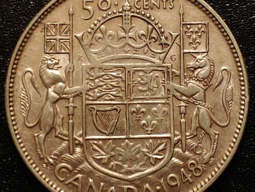 Canada XF 1948 key date George VI Silver 50 Cents
