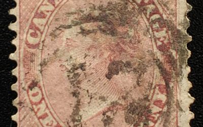Canada #11 4-ring 21 Used 1859 1/2d Perforated