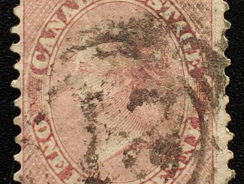 Canada #11 4-ring 21 Used 1859 1/2d Perforated