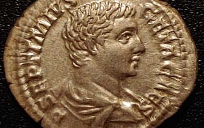 Geta 209-212 AD 3.44gm Silver Denarius w/ Minerva