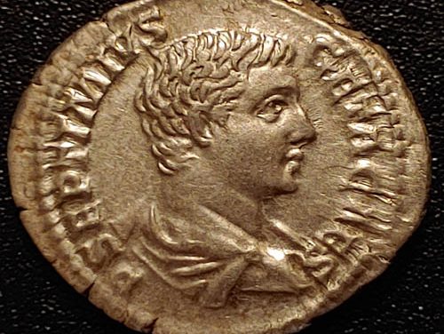 Geta 209-212 AD 3.44gm Silver Denarius w/ Minerva