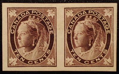 Canada #73a VF Mint 1897 10c Imperforate Pair
