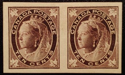 Canada #73a VF Mint 1897 10c Imperforate Pair