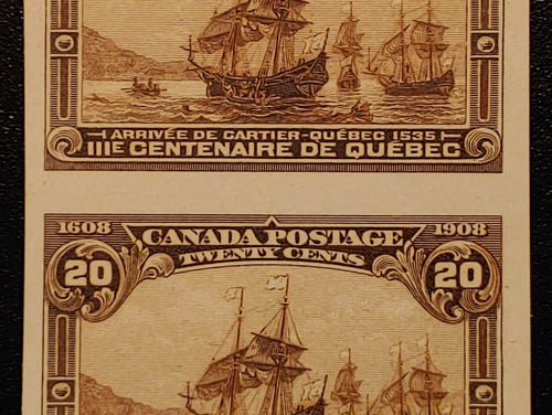 Canada #103ii VF Unused 1908 20c Imperforate Pair, 50 made