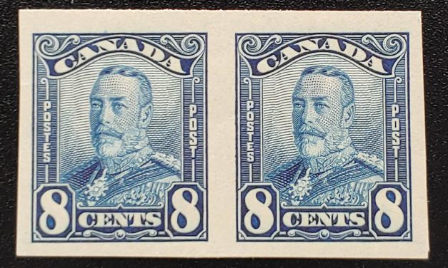 Canada #154a VFNH 1928 8c Imperforate Pair, 250 pairs issued