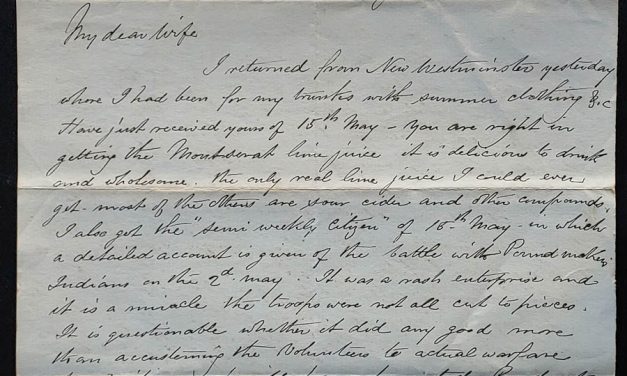C.P.R. Engineer’s Office Kamloops 2 Jun 1885 Marcus Smith letter
