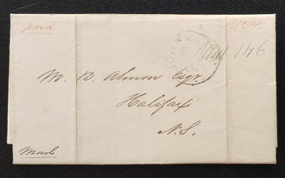 New Brunswick 20 Mar 1841 1/6d prestamp Interprovincial FLS