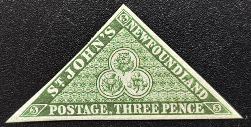 Newfoundland #11A VFNH 1860 3d Green Triangle