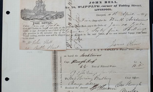 Bark Arcturus 1839 Notice and Receipt duo on Wellburn page