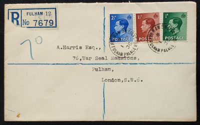 G.B. 1 Sep 1936 Fulham Registered Edward VIII FDC (3)