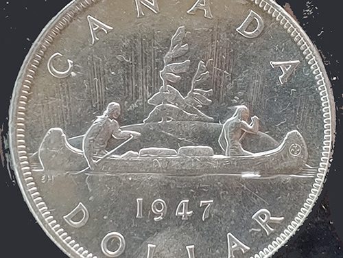 Canada ICCS AU55 1947 Blunt Seven George VI Silver Dollar