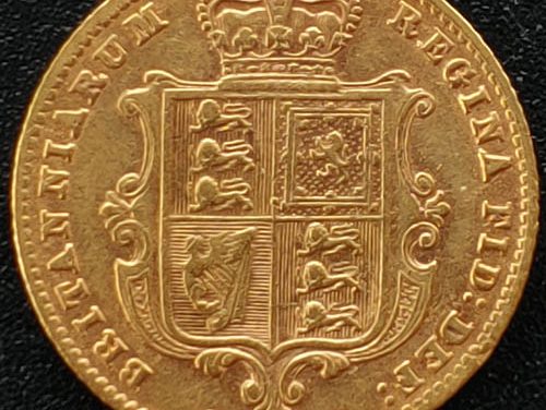 G.B./Colonial Canada VF 1871 Queen Victoria Gold Half Sovereign
