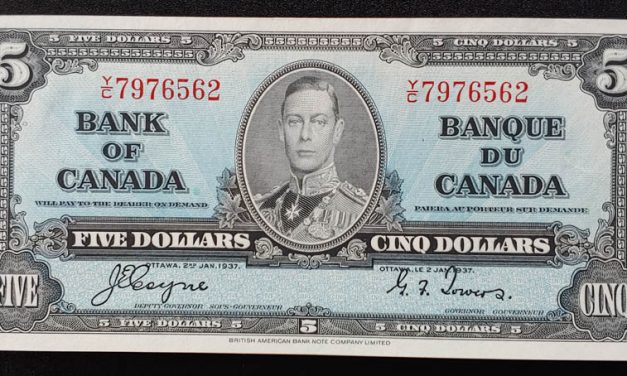 Canada #BC-23c Unc 1937 prefix Y/C George VI $5