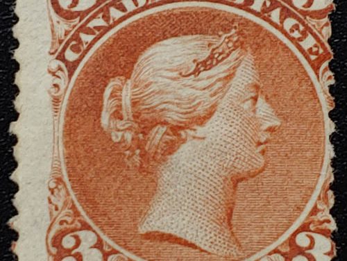 Canada #25 VG Unused 1868 3c Large Queen shade