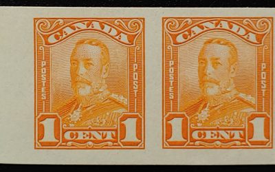 Canada #149b VFNH 1928 1c Imperforate Pair, 250 printed