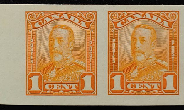 Canada #149b VFNH 1928 1c Imperforate Pair, 250 printed