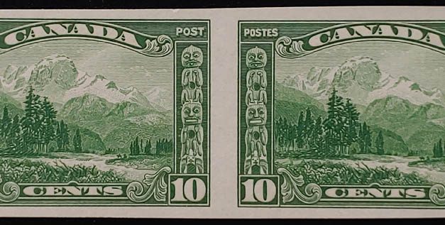 Canada #155a VFNH 1928 10c Mt. Hurd Imperforate Pair