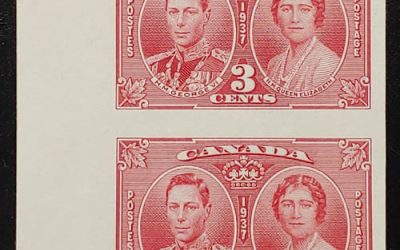 Canada #237a VFNH 1937 3c Imperforate Pair, 75 issued
