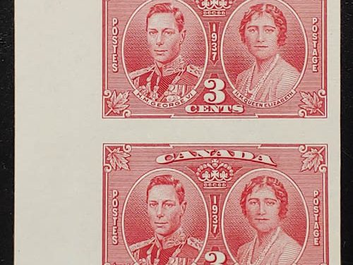 Canada #237a VFNH 1937 3c Imperforate Pair, 75 issued