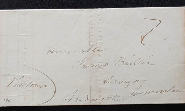 New Brunswick 1846 7d Collect St. John/Fredericton prestamp FLS