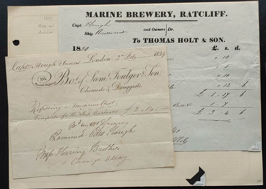 Ship Arcturus 1839 Invoice duo, ex Wellburn on his page