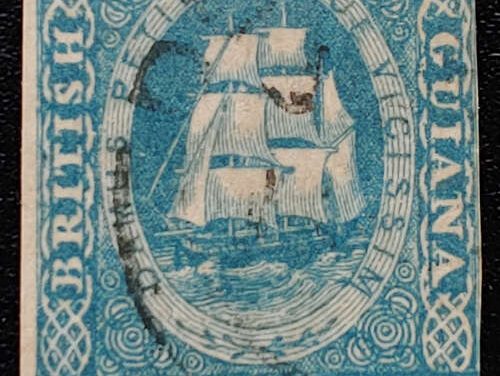 British Guiana #11 Fine Used 1853/9 4c, Stolow b/s
