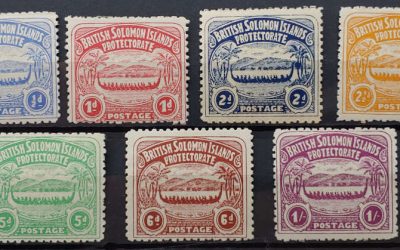 Solomon Islands #1-7 Fine+ Mint 1907 War Canoe Set (7)