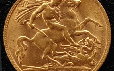 G.B. Unc 1911 George V first issue Gold Half Sovereign .1178oz AGW