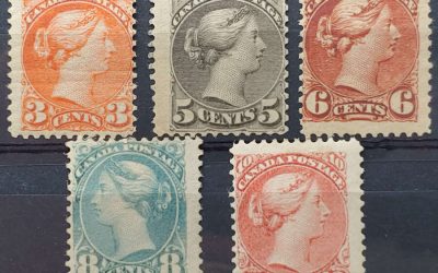 Canada #41-45 gen Fine Mint and Unu 1888/97 (5)