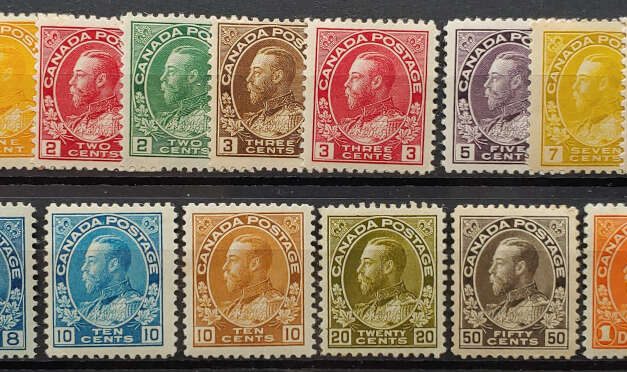 Canada #104/122 F/VF Mint 1911/22 Admirals (15)
