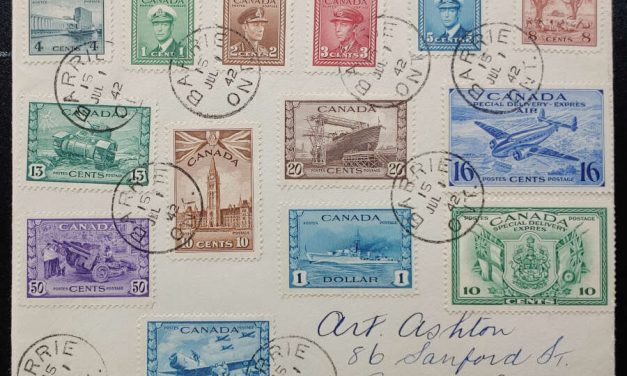 Canada #249/262, C7/E10 1 Jul 1942 Barrie War issue FDC (14)