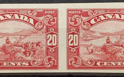 Canada #157a VFNH 1929 20c Imperforate Pair, 250 issued