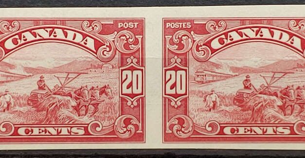 Canada #157a VFNH 1929 20c Imperforate Pair, 250 issued