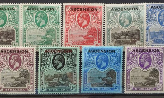 Ascension #1-9 F/VF Mint 1922 George V, 2/- (9)