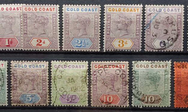 Gold Coast #22-3, 25-35 Mint and Used 1889/1902 Set (13)