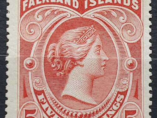Falkland Islands #21 VF Mint 1898 5/- Queen Victoria