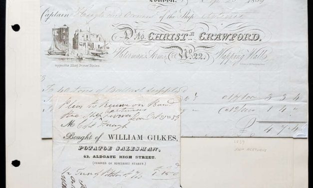 Ship Arcturus 1839 Receipt duo, ex Wellburn