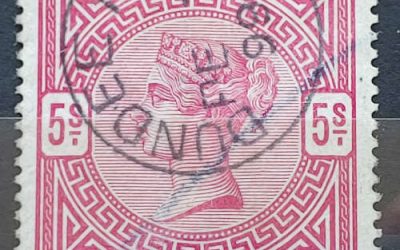 G.B. #108 VF 7 Feb 1899 Dundee M.O.O. CDS Used 5/- QV