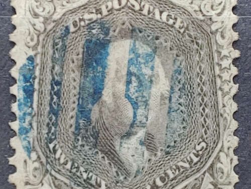 U.S.A. #78a VF Used 1862 24c Blue cancel Shade
